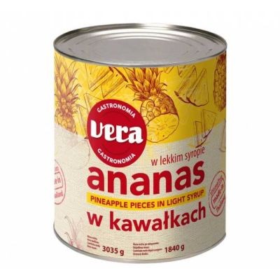 Pineapple Cubes in syrup, VERA 3050 g / 1840 g
